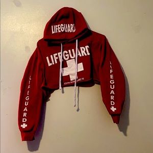 Cropped red Lifeguard hoddie